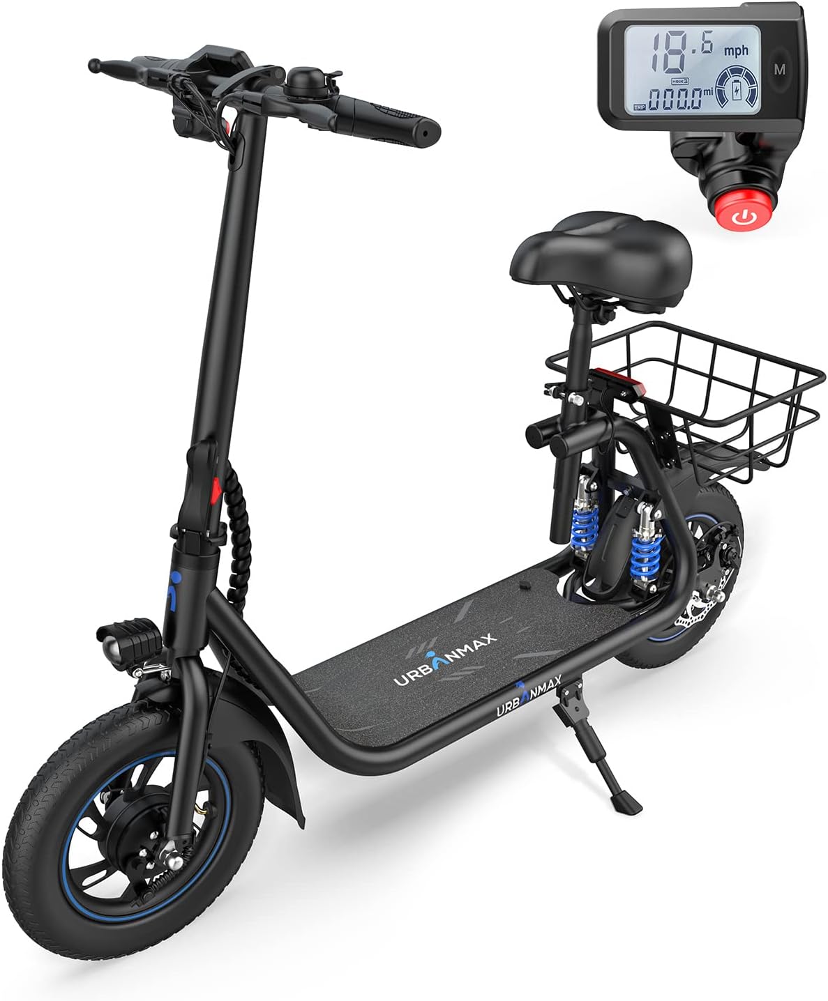 Urbanmax C1Pro 550W 36V 10.4Ah Adults Folding Electric Scooter with Basket