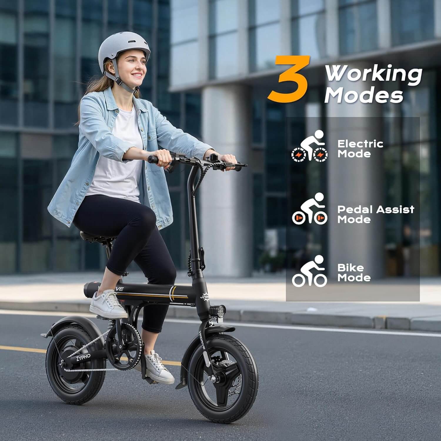 Vipdrive ZYPHO 350W 14” Folding City Electric Bike
