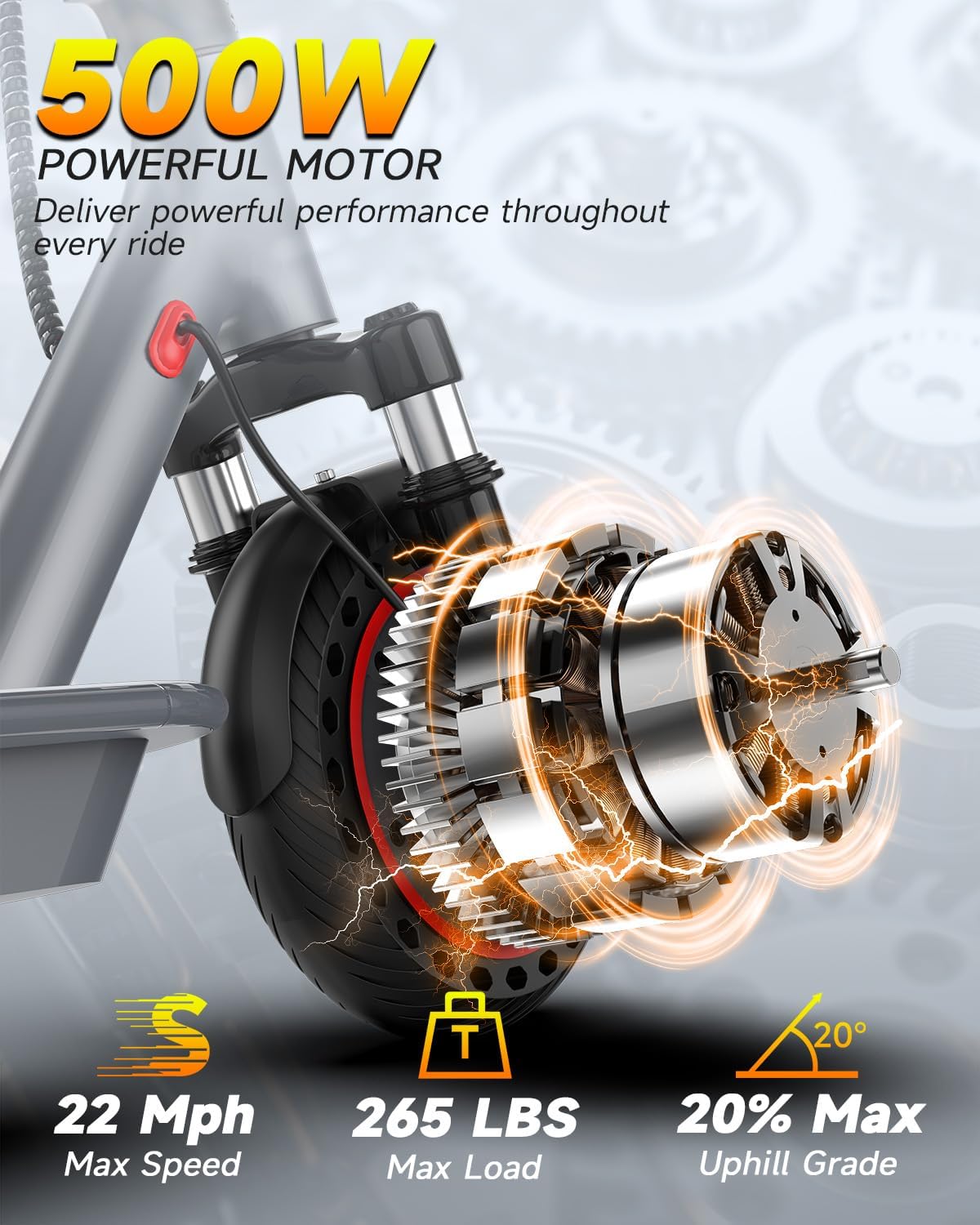 VOLPAM SP08 500W 10" Solid Tires Folding Electric Scooter