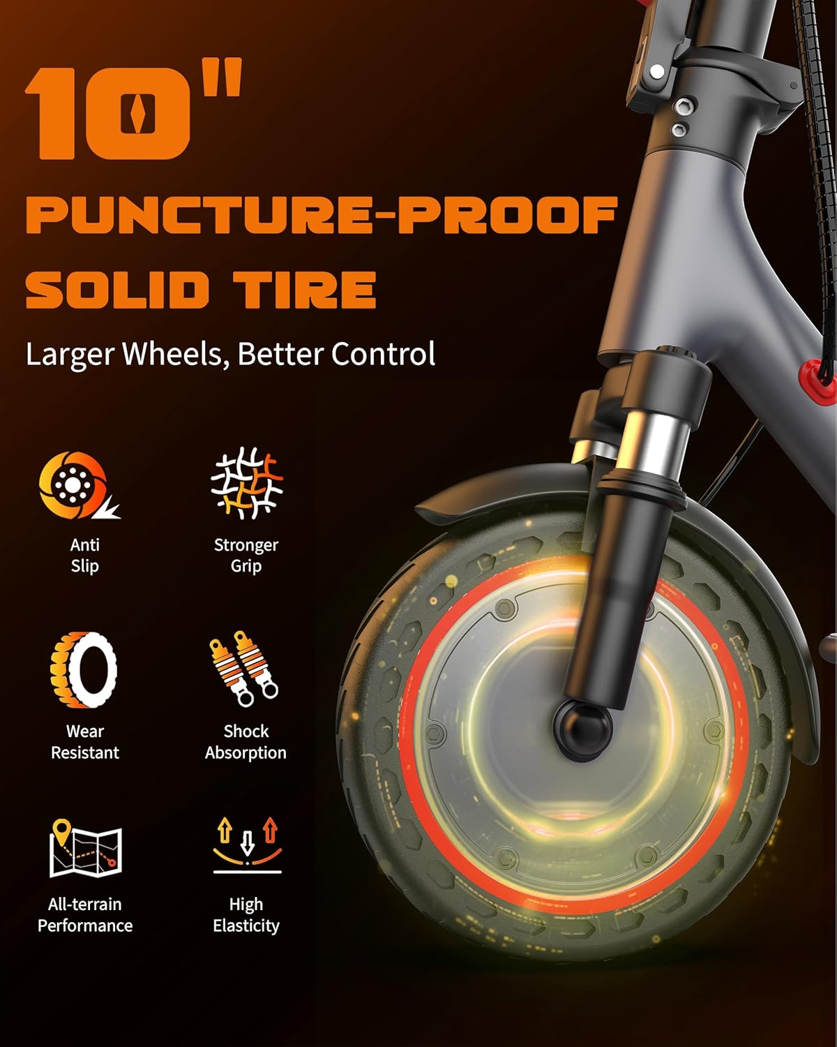 VOLPAM SP08 500W 10" Solid Tires Folding Electric Scooter