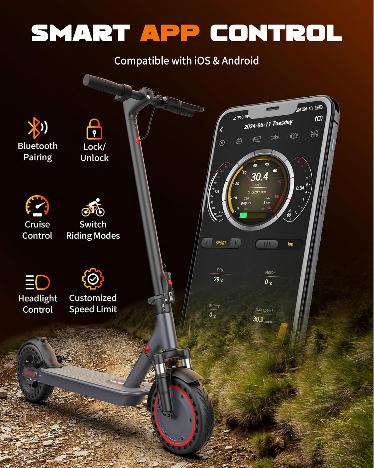 VOLPAM SP08 500W 10" Solid Tires Folding Electric Scooter