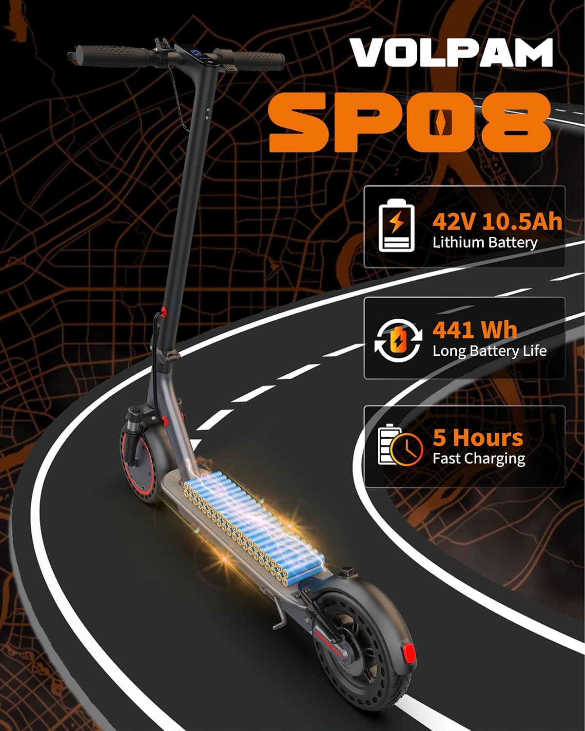 VOLPAM SP08 500W 10" Solid Tires Folding Electric Scooter