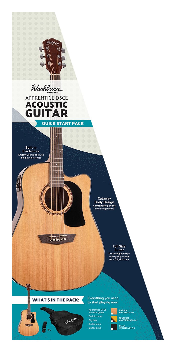 Washburn AD5CEPACK-A Apprentice Dreadnought Electric Pack Acoustic Guitar