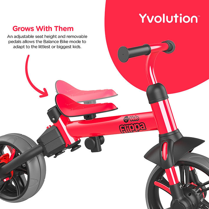 balance bike with removable pedals Yvolution Y Velo Flippa Kids' 4-in-1 Trike to Balance Bike, Green