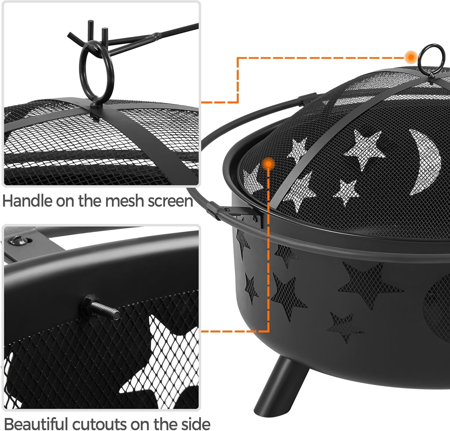 Yaheetech 30" Wood Burning Outdoor Fire Pit with Mesh Cover
