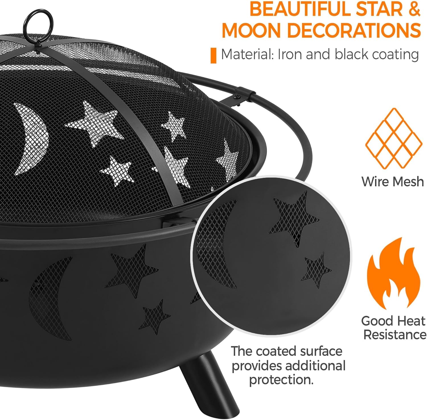 Yaheetech 30" Wood Burning Outdoor Fire Pit with Mesh Cover