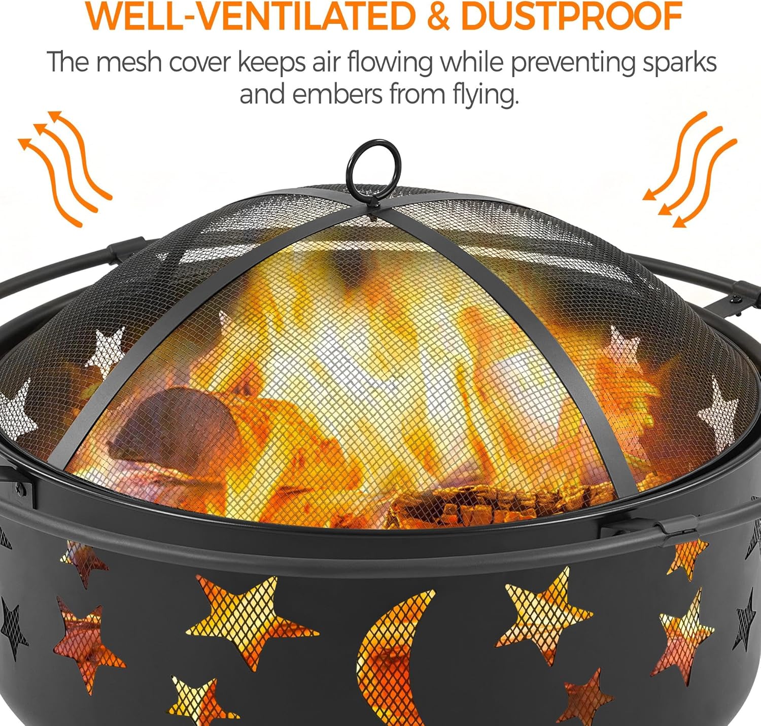 Yaheetech 30" Wood Burning Outdoor Fire Pit with Mesh Cover