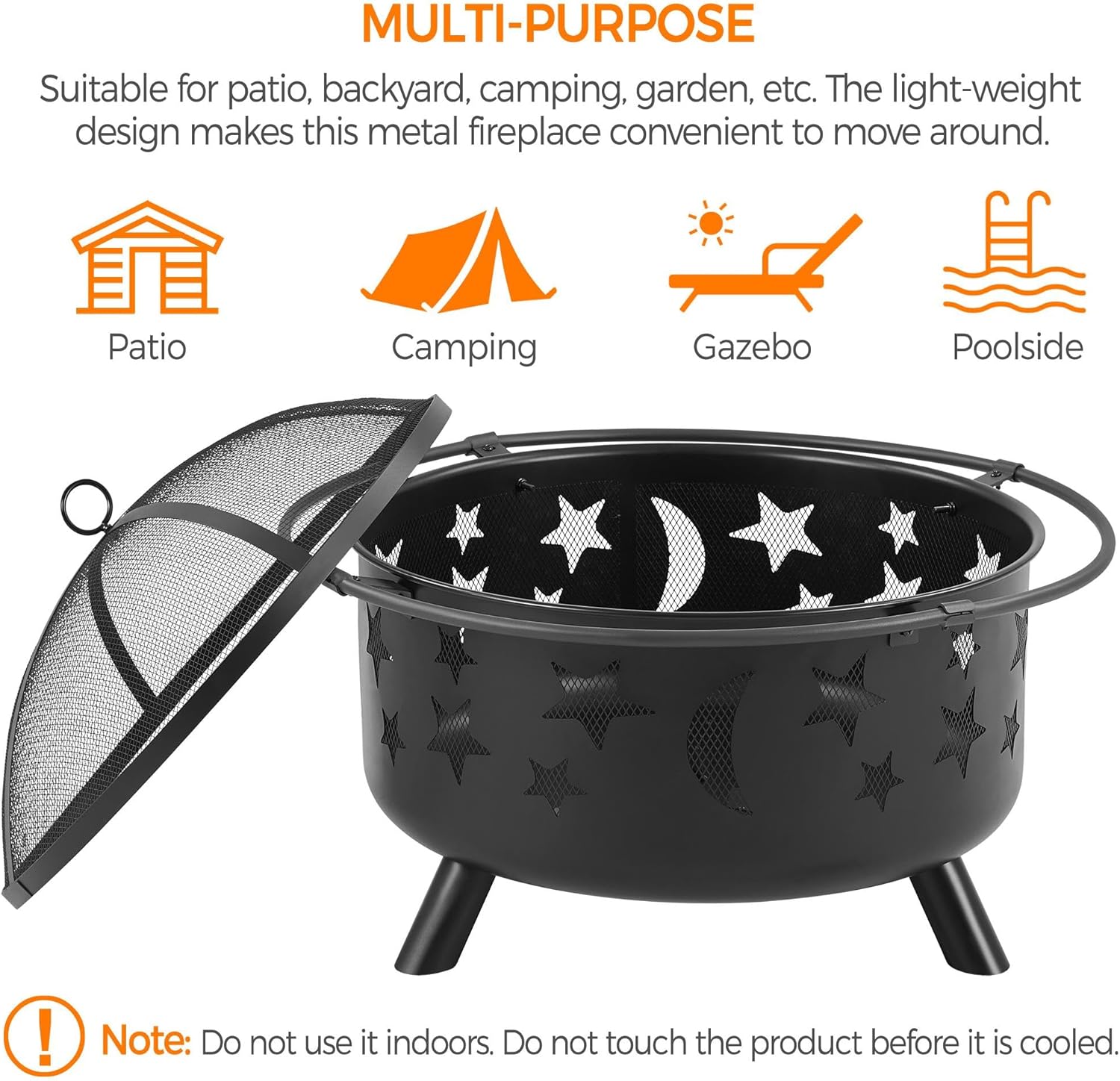Yaheetech 30" Wood Burning Outdoor Fire Pit with Mesh Cover