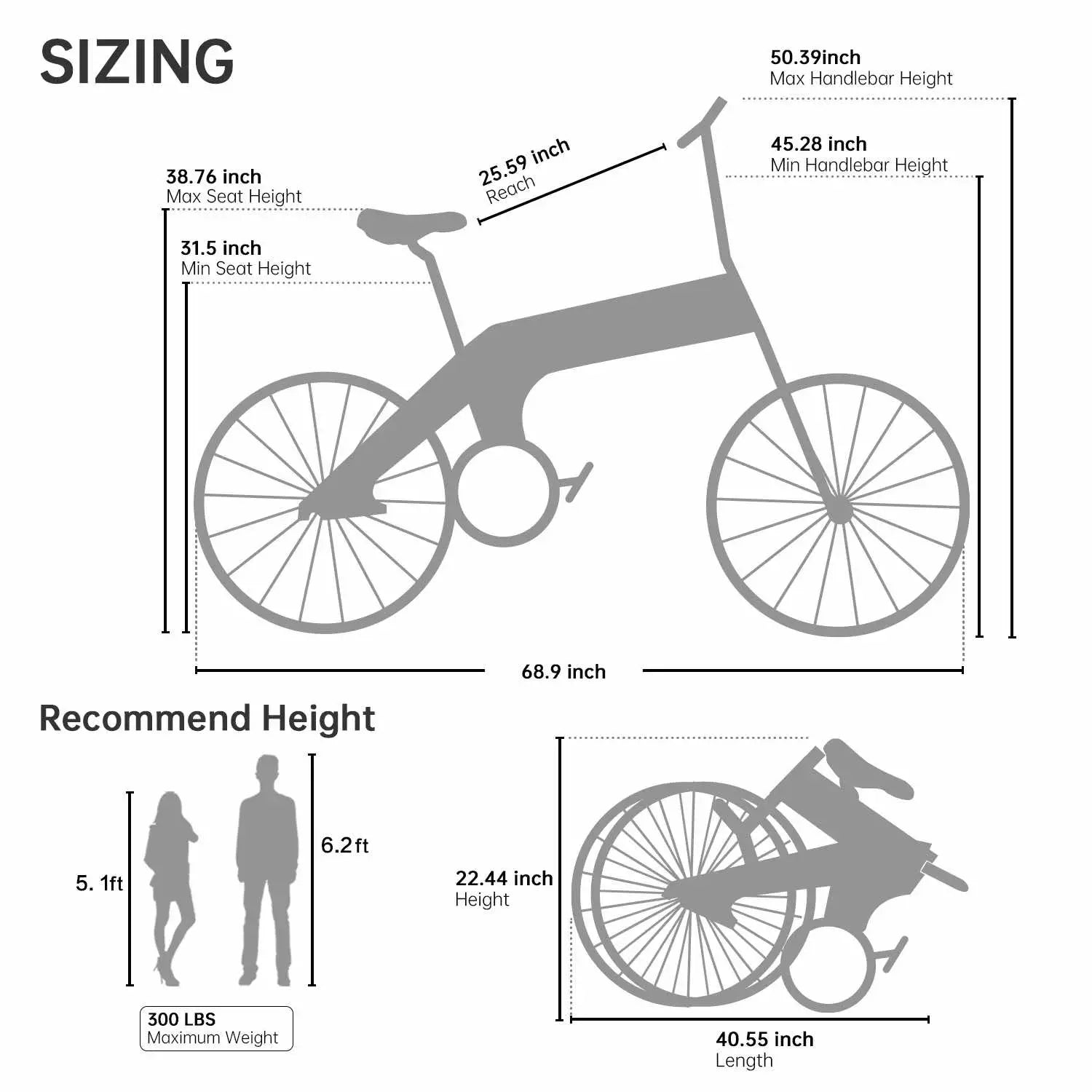 2025 Yamee XL PLUS 750W 48V 8 Speed Folding Fat Tire Electric Bike
