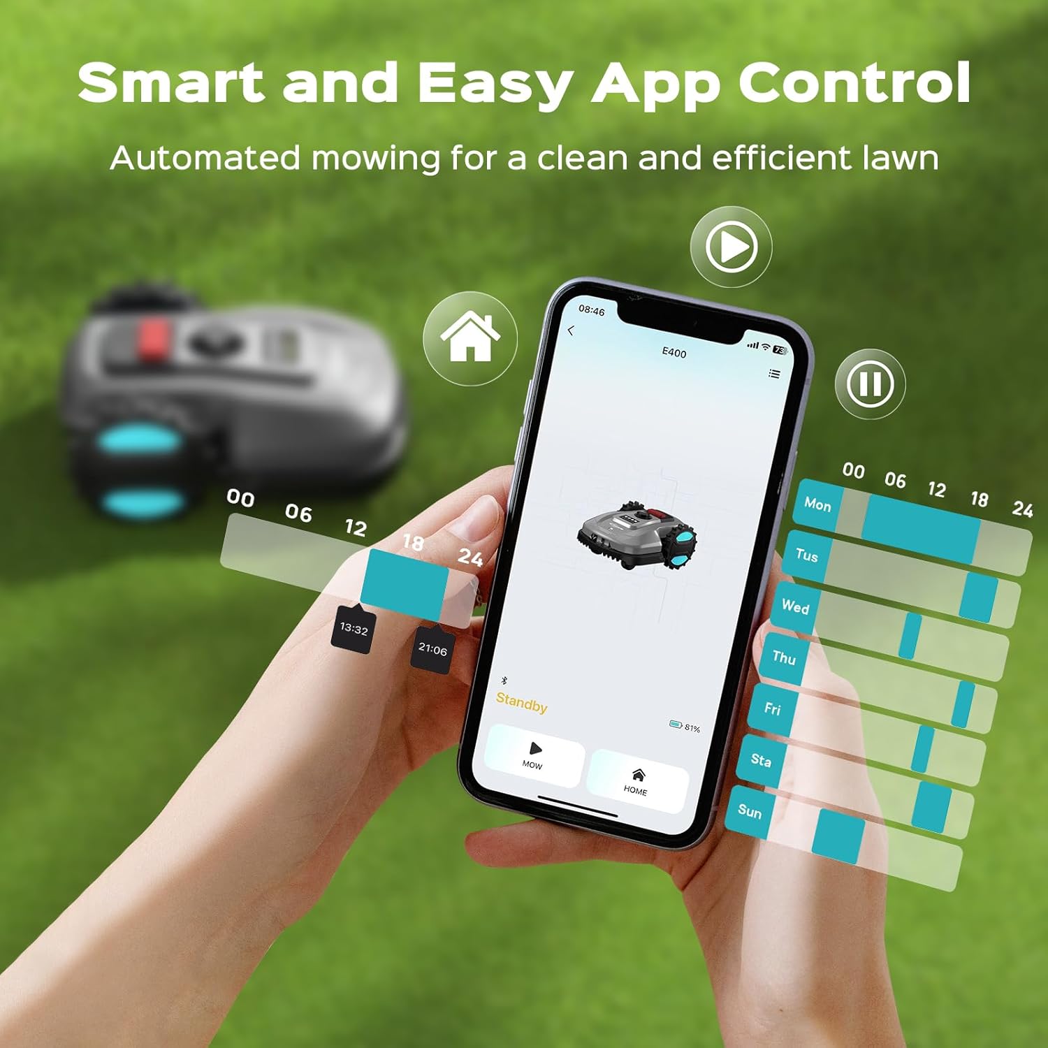 YARDCARE E400-DG Robot Electric Lawn Mower with App Control