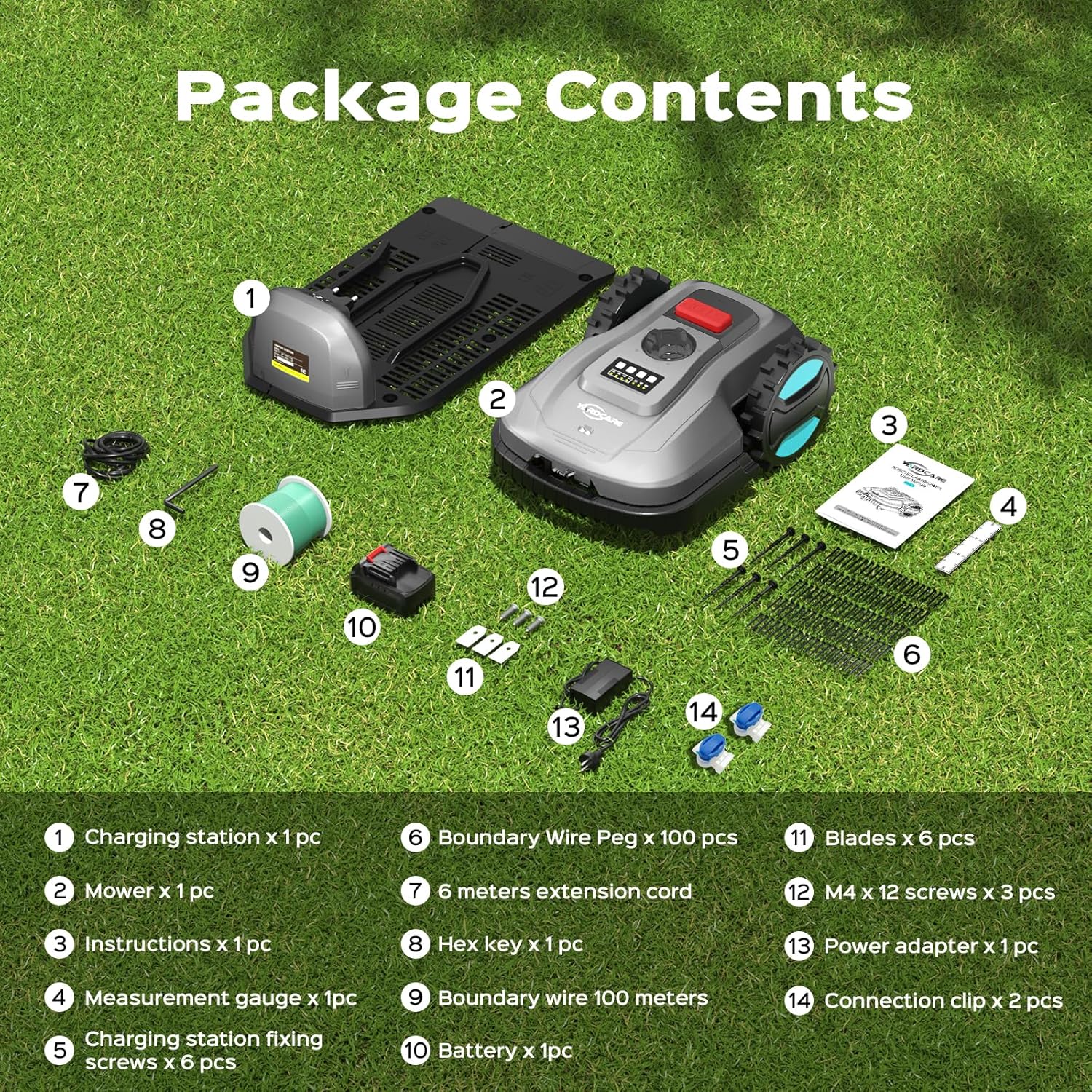 YARDCARE E400-DG Robot Electric Lawn Mower with App Control