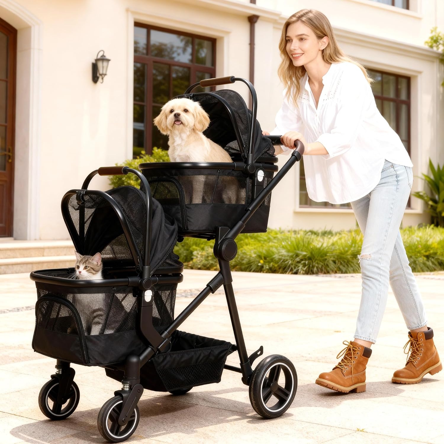 YIYUNBEBE P600T Folding Double Pet Stroller