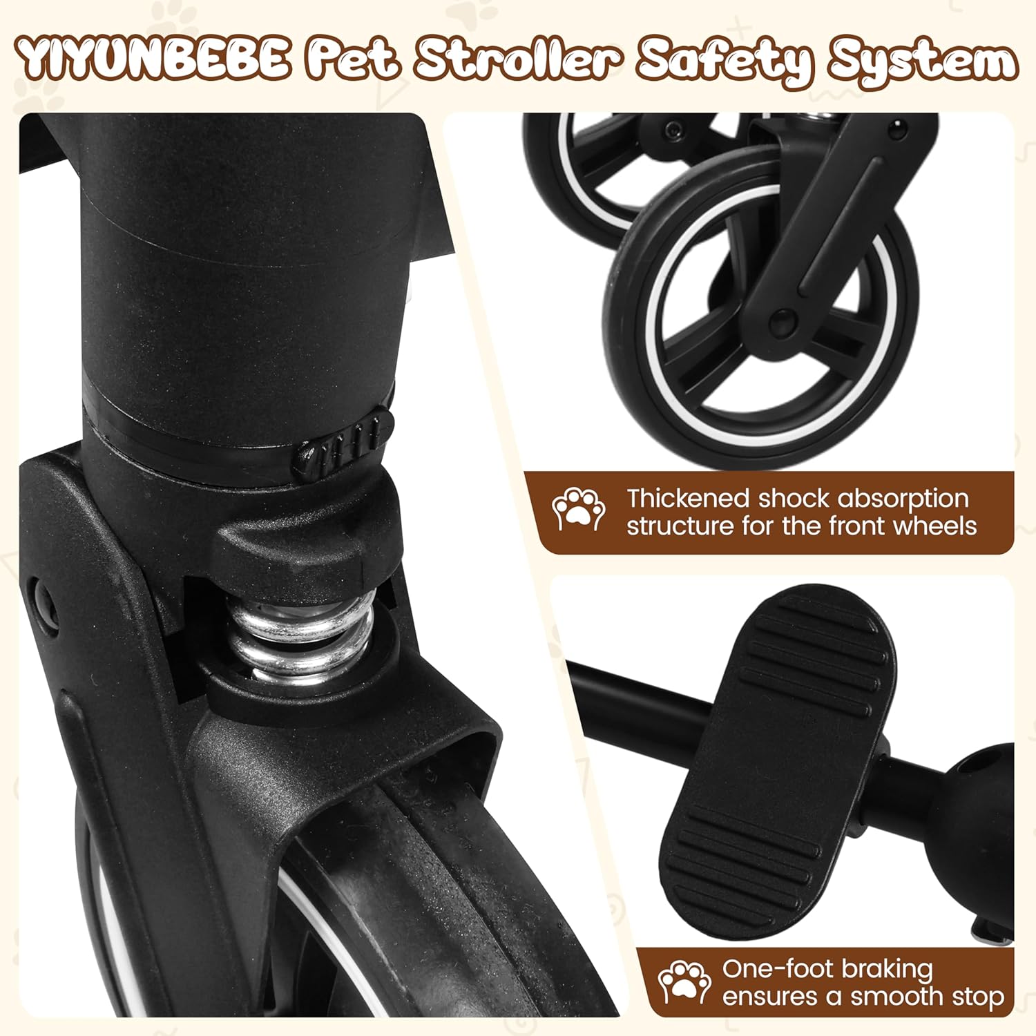 YIYUNBEBE P600T Folding Double Pet Stroller