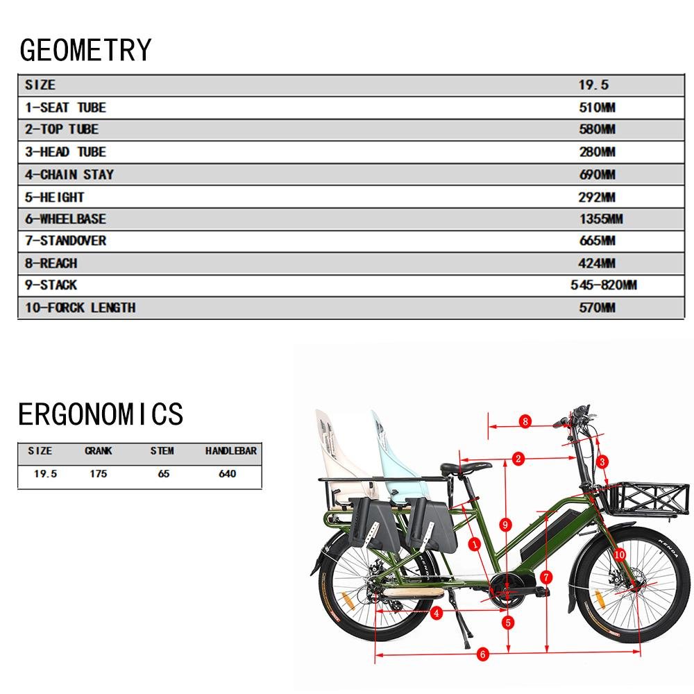 2022 BTN Eunorau G30-CARGO 500W 48V Mid Motor 2 Person Family Electric Bike - Upzy.com