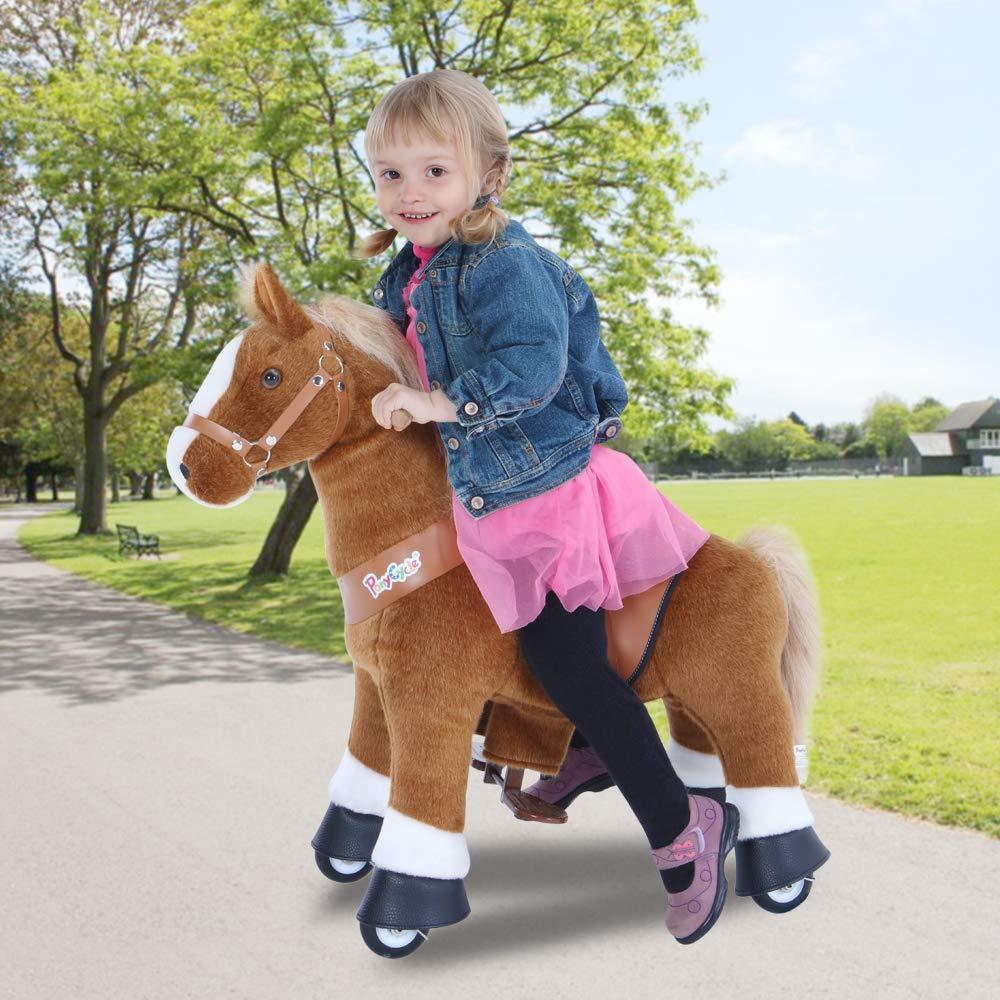 2022 Pony Cycle Ux-Series BROWN HORSE Ride-On Kids Toy, WHITE HOOF, Vroom Rider - Upzy.com