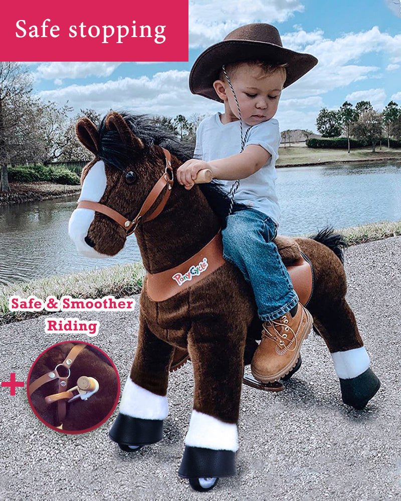 2022 Pony Cycle Ux-Series DARK BROWN HORSE Ride-On Kids Toy, WHITE HOOF, Vroom Rider - Upzy.com