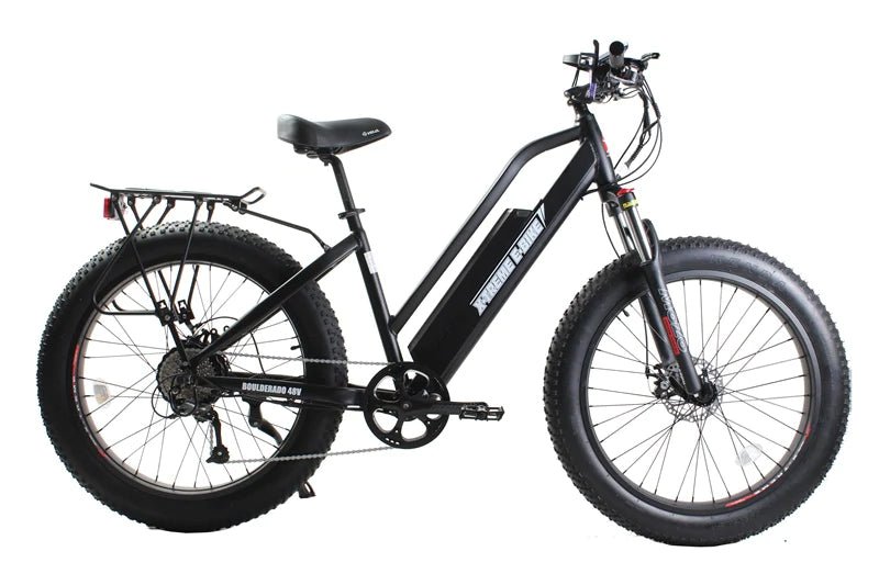 x treme electric bicycles 2026 X-Treme Boulderado 48V Step-Thru Fat Tire Electric Mountain Bike Black / 17Ah