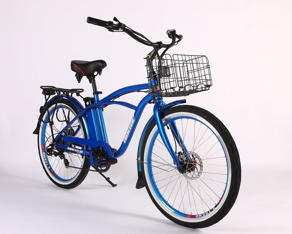 x treme electric bicycle X-Treme Newport ELITE MAX 36V Beach Cruiser Lithium Electric Bike Metallic Blue