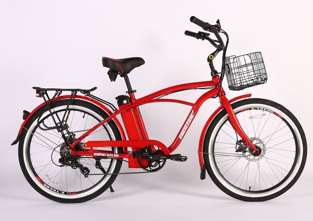 x treme electric bicycle X-Treme Newport ELITE MAX 36V Beach Cruiser Lithium Electric Bike Metallic Blue