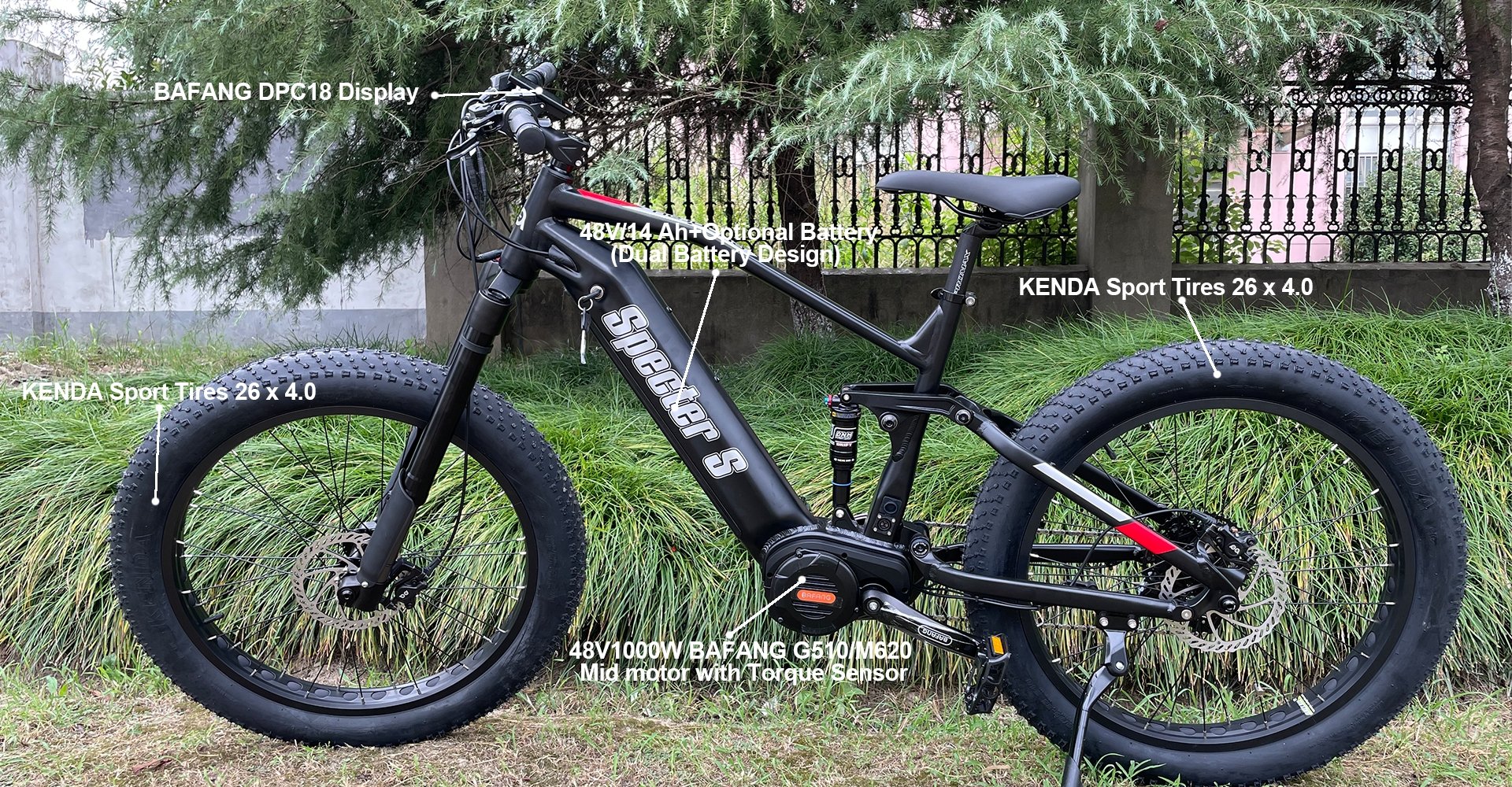 2023 BTN Eunorau SPECTER S 1000W 48V Fat Tire Electric Mountain Hunting Bike - Upzy.com