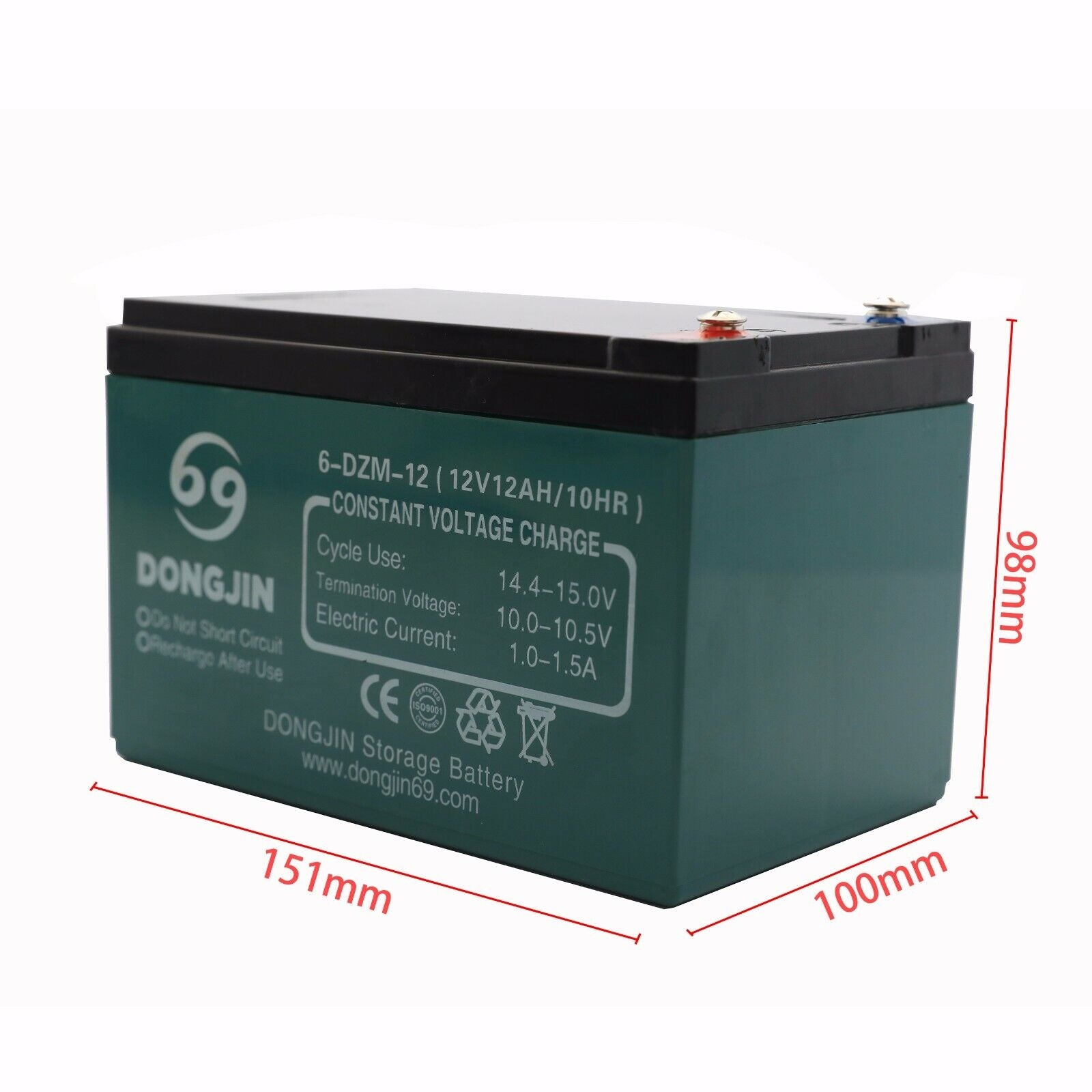 4 Pack 6-DZM-12 12V 12Ah SLA Battery for MotoTec Electric Scooters