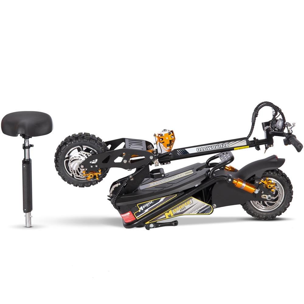 MotoTec ARES 1600W 48V 12Ah Folding Electric Scooter Removable Seat