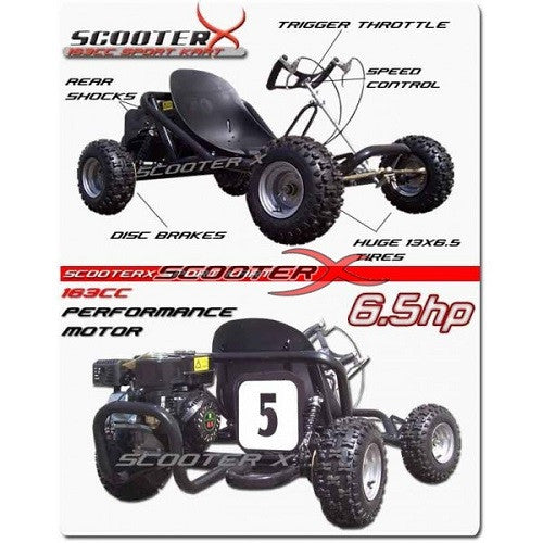 ScooterX Sport Kart 196cc 6.5hp Off Road Gas Go Kart, No Cali Shipping