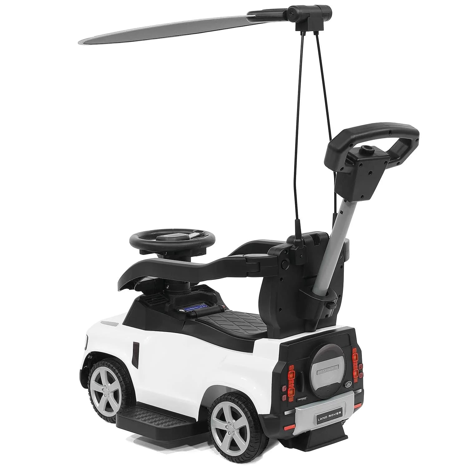 Moderno Kids Land Rover Defender Ride-On Push Car, Sunshade Canopy