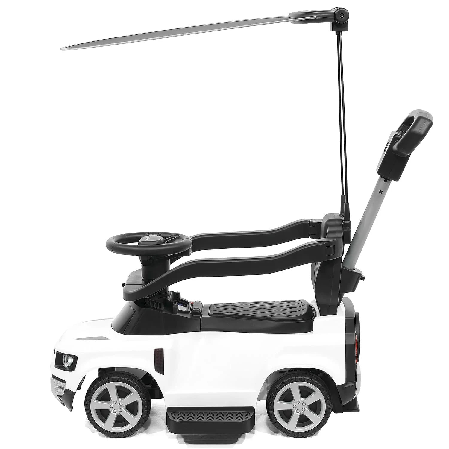 Moderno Kids Land Rover Defender Ride-On Push Car, Sunshade Canopy