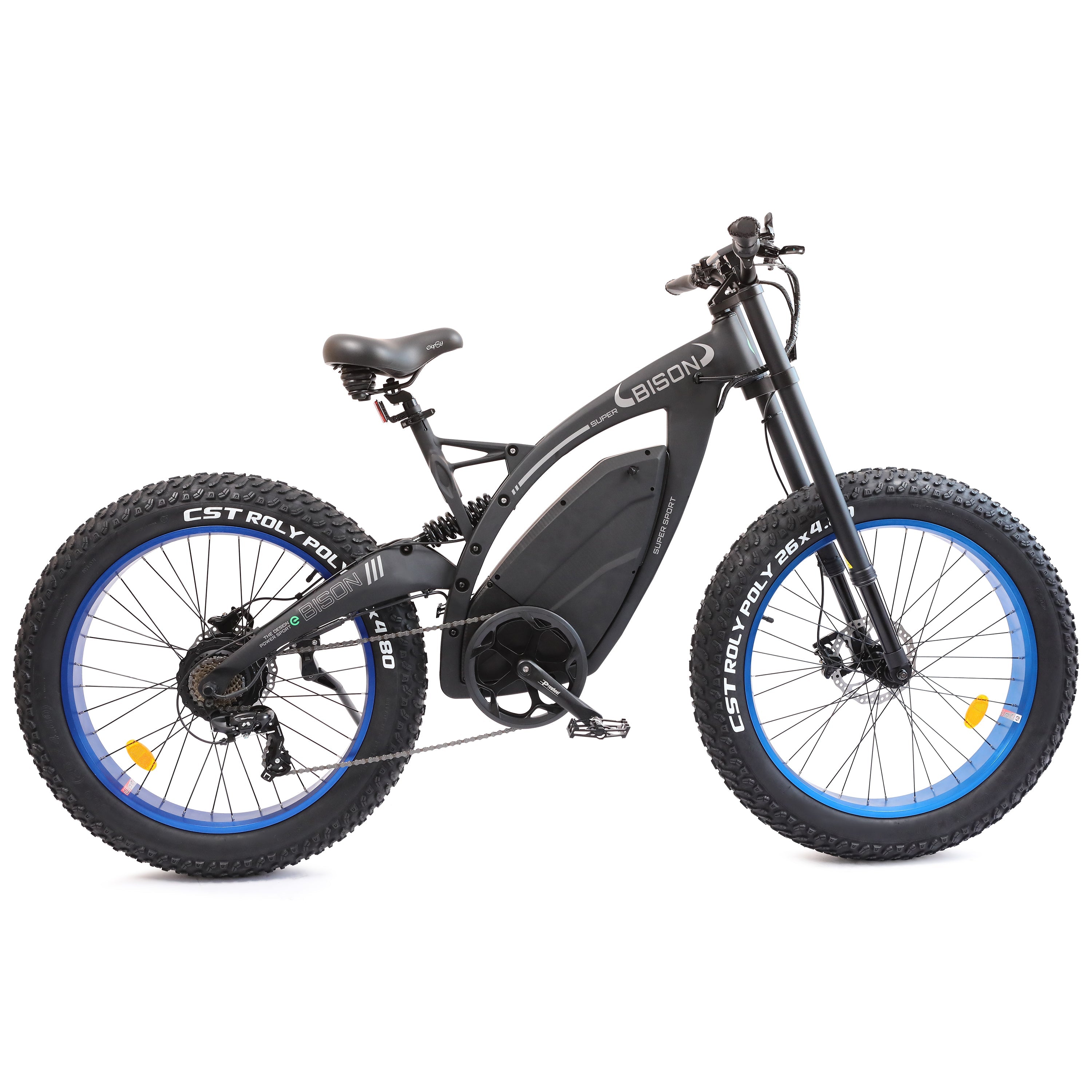 ebike with throttle and pedal assist Ecotric 1000W Big Fat Tire Ebike Bison 48v 17.6AH -Matt Black