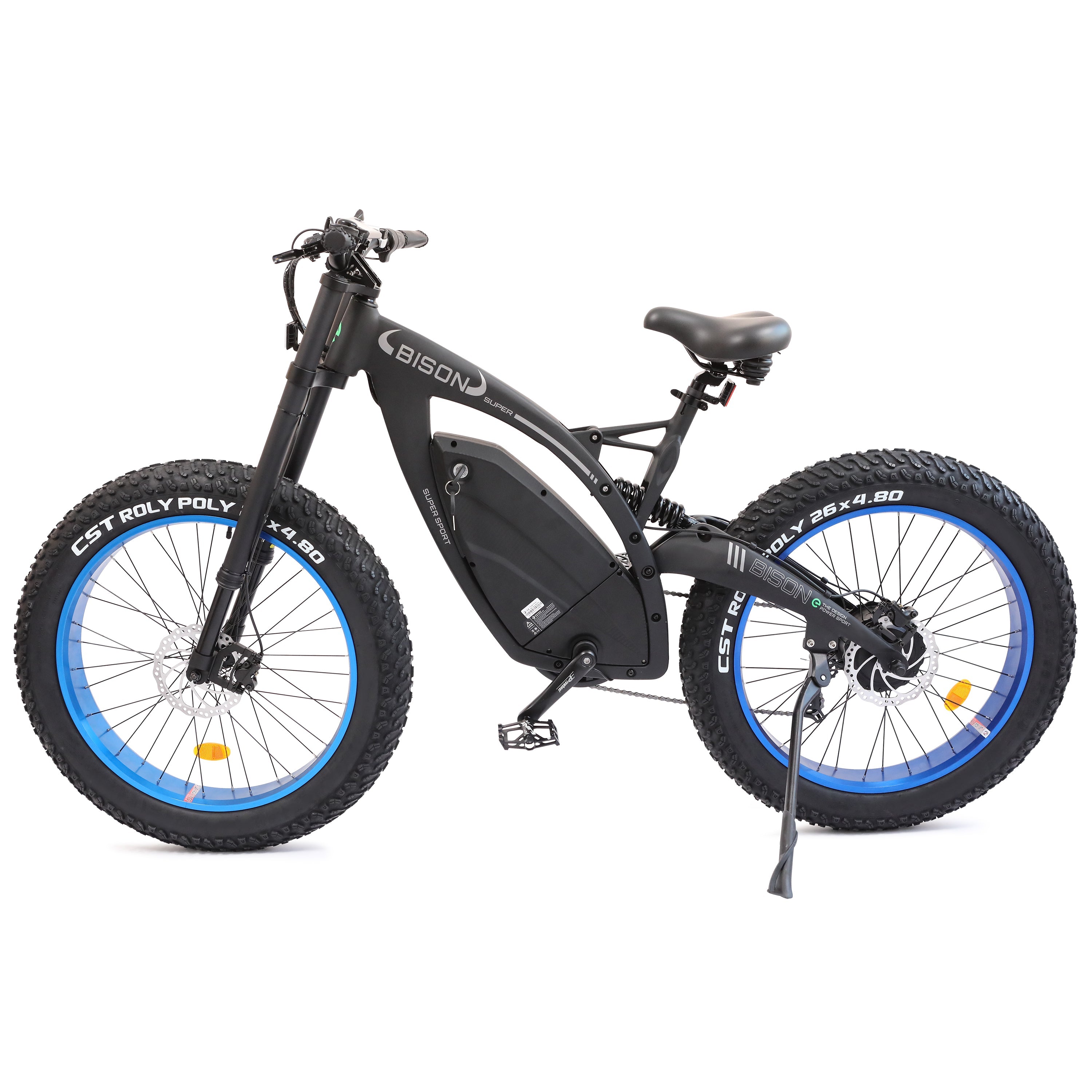 electric bike pedal assist and throttle Ecotric 1000W Big Fat Tire Ebike Bison 48v 17.6AH -Matt Black