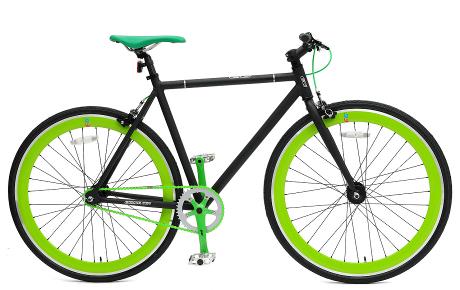EG 50mm Fixed Gear Series 2 Fixie Bike Black with Green Rims / 22.5”