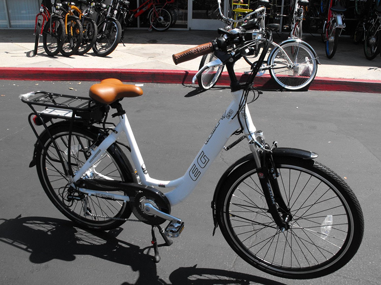 eg bali 350 electric bicycle EG Bike Athens 350DX 36V 350W Step-Through Lithium Electric Bike 2024 White