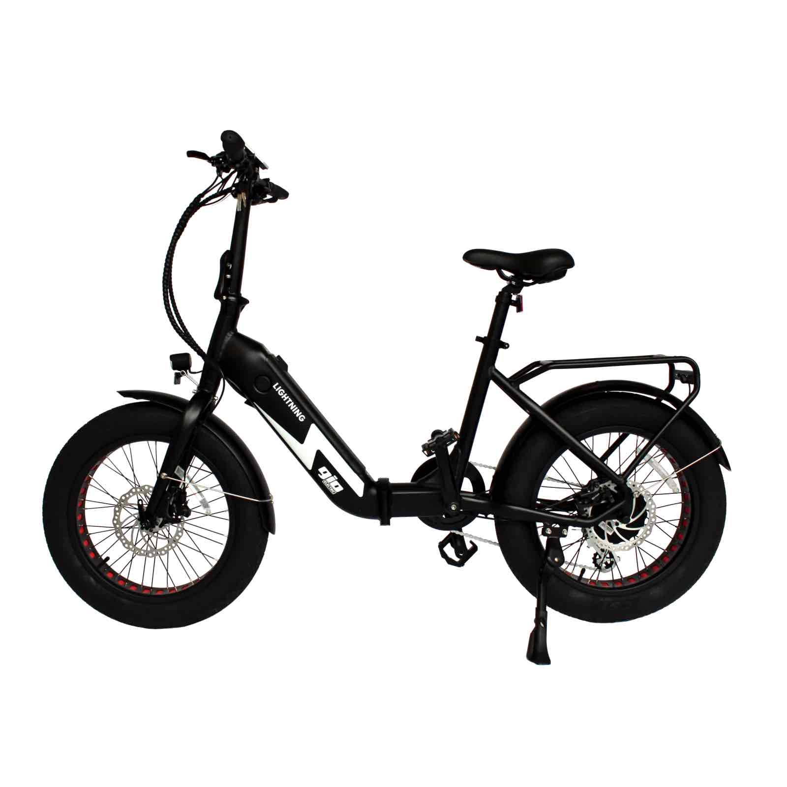 2025 Gio LIGHTNING 500W 48V 8 Speed Folding Fat Tire Electric Bike, Rear Rack