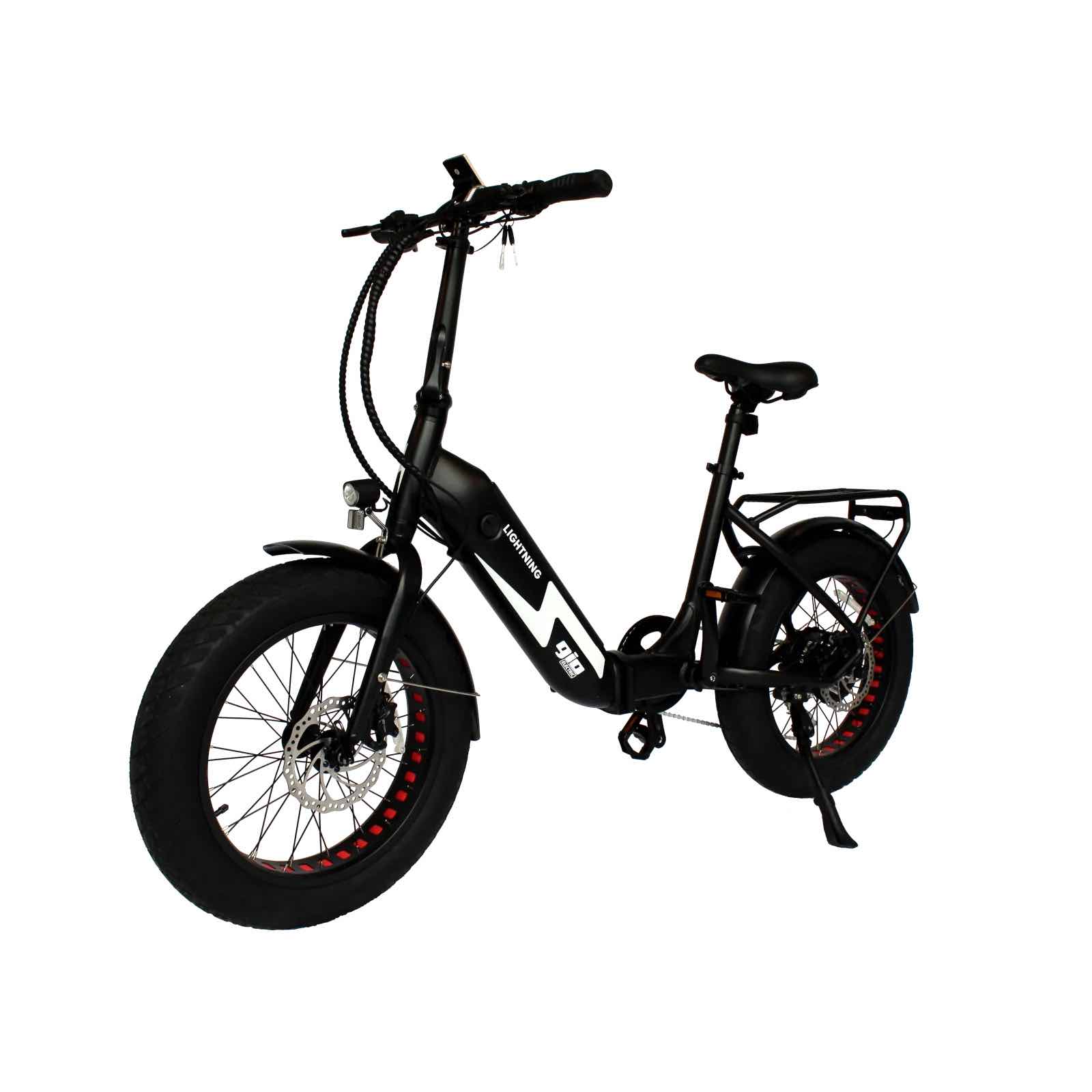 2025 Gio LIGHTNING 500W 48V 8 Speed Folding Fat Tire Electric Bike, Rear Rack