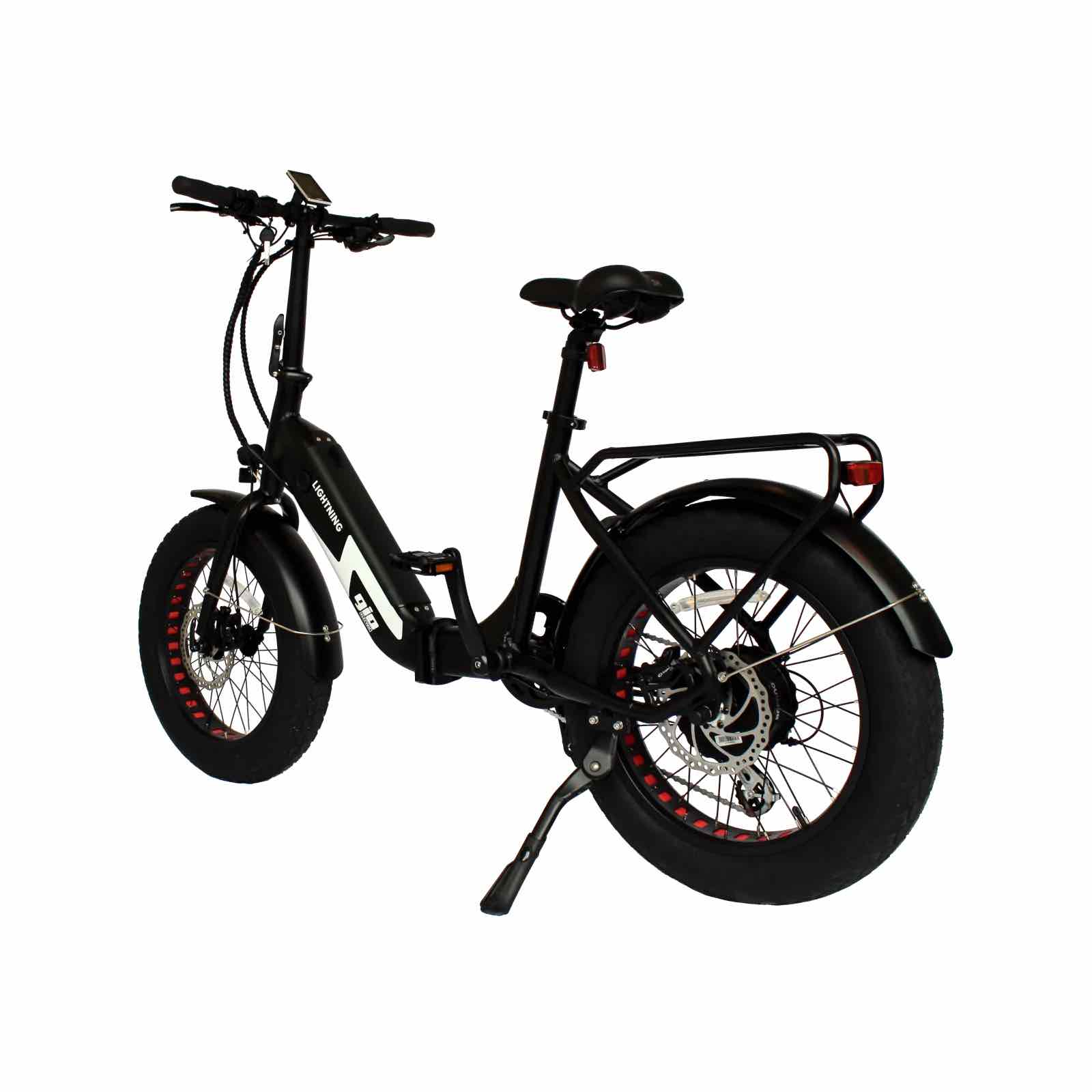 2025 Gio LIGHTNING 500W 48V 8 Speed Folding Fat Tire Electric Bike, Rear Rack