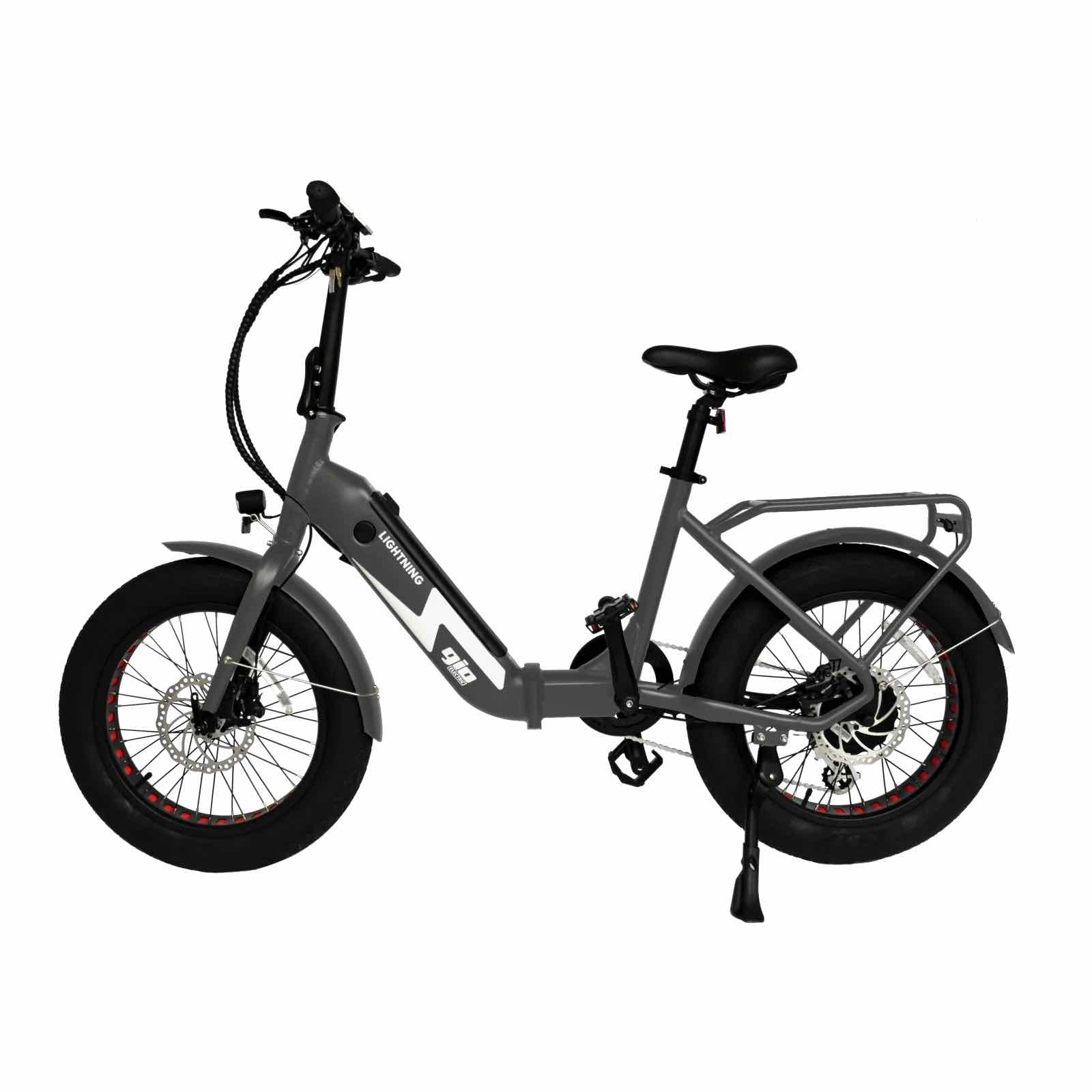2025 Gio LIGHTNING 500W 48V 8 Speed Folding Fat Tire Electric Bike, Rear Rack