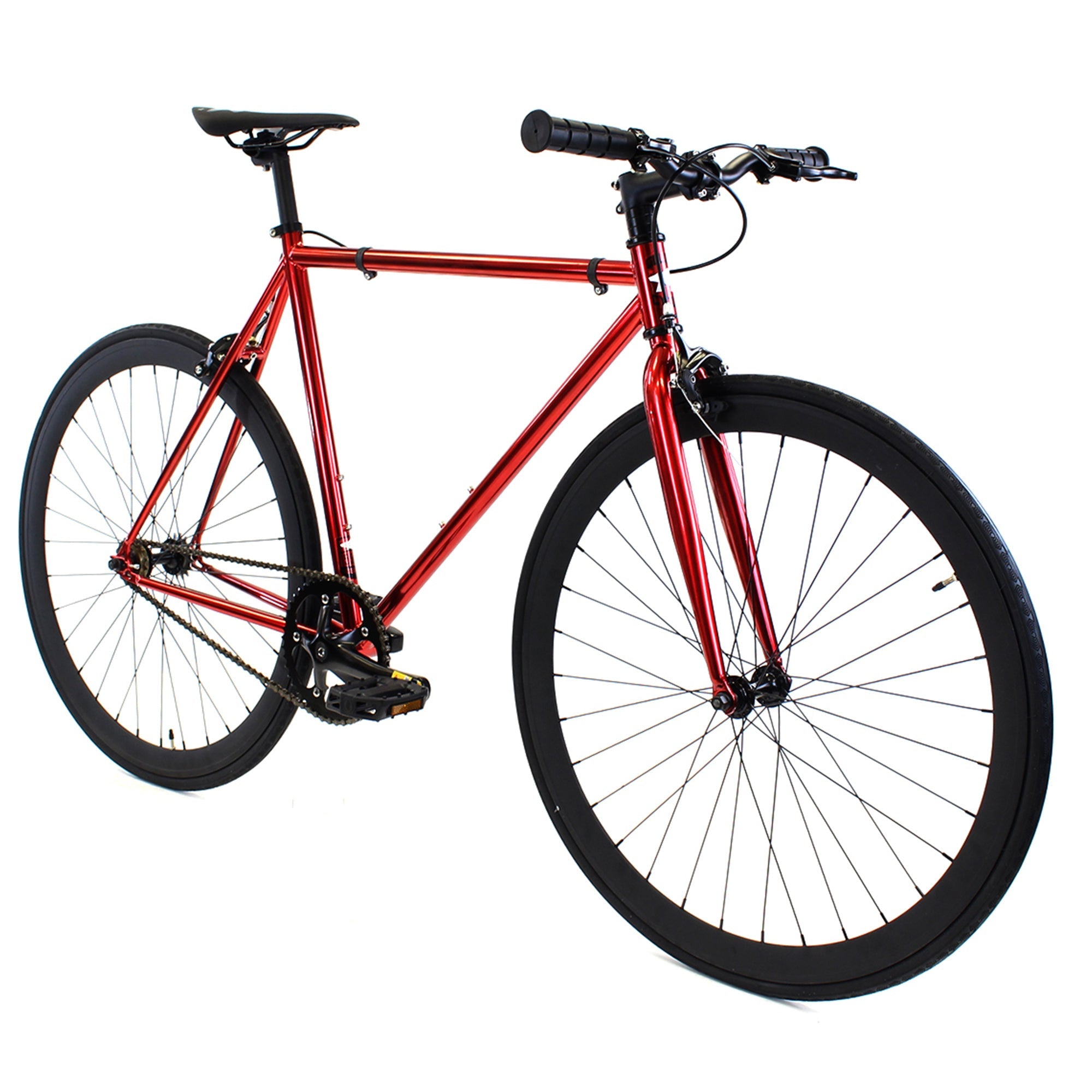 Golden Cycles Redrum Fixie Single Speed City Bike, Gloss Red/Black, GC-RDR - Upzy.com