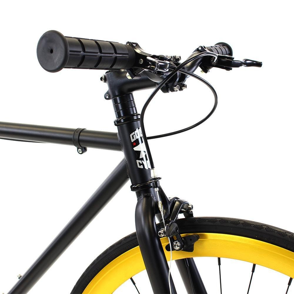 Golden Cycles Saint Fixie Single Speed City Bike, Matte Black/Gold, GC-SNT - Upzy.com