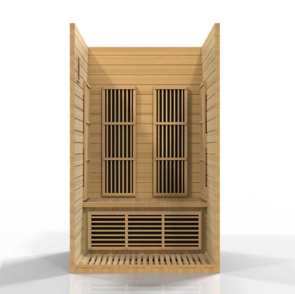 Golden Designs Maxxus MX-J206-01 Seattle 2 Person Low EMF FAR Infrared Sauna, Hemlock Wood - Upzy.com