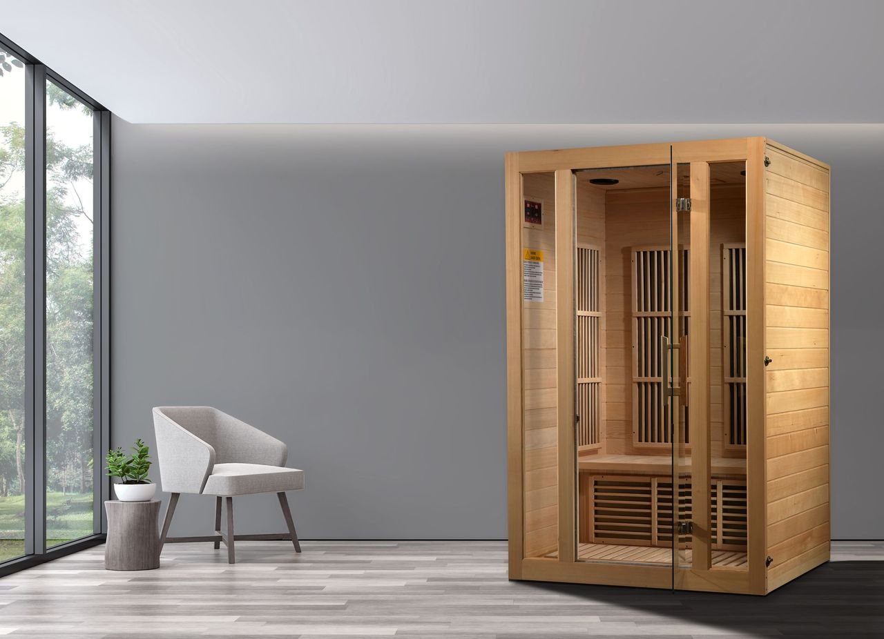 Golden Designs Maxxus MX-J206-01 Seattle 2 Person Low EMF FAR Infrared Sauna, Hemlock Wood - Upzy.com
