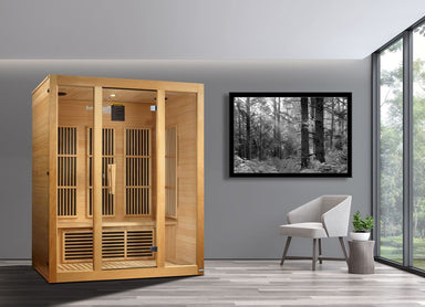 Golden Designs Maxxus MX-J306-01 Bellevue 3 Person Low EMF FAR Infrared Sauna, Hemlock Wood - Upzy.com