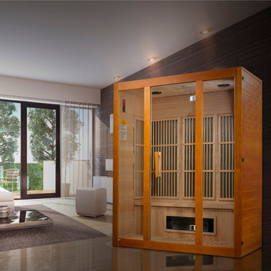 Golden Designs Maxxus MX-J306-02S ALPINE Corner Low EMF 3 Person FAR Infrared Sauna, Canadian Hemlock - Upzy.com