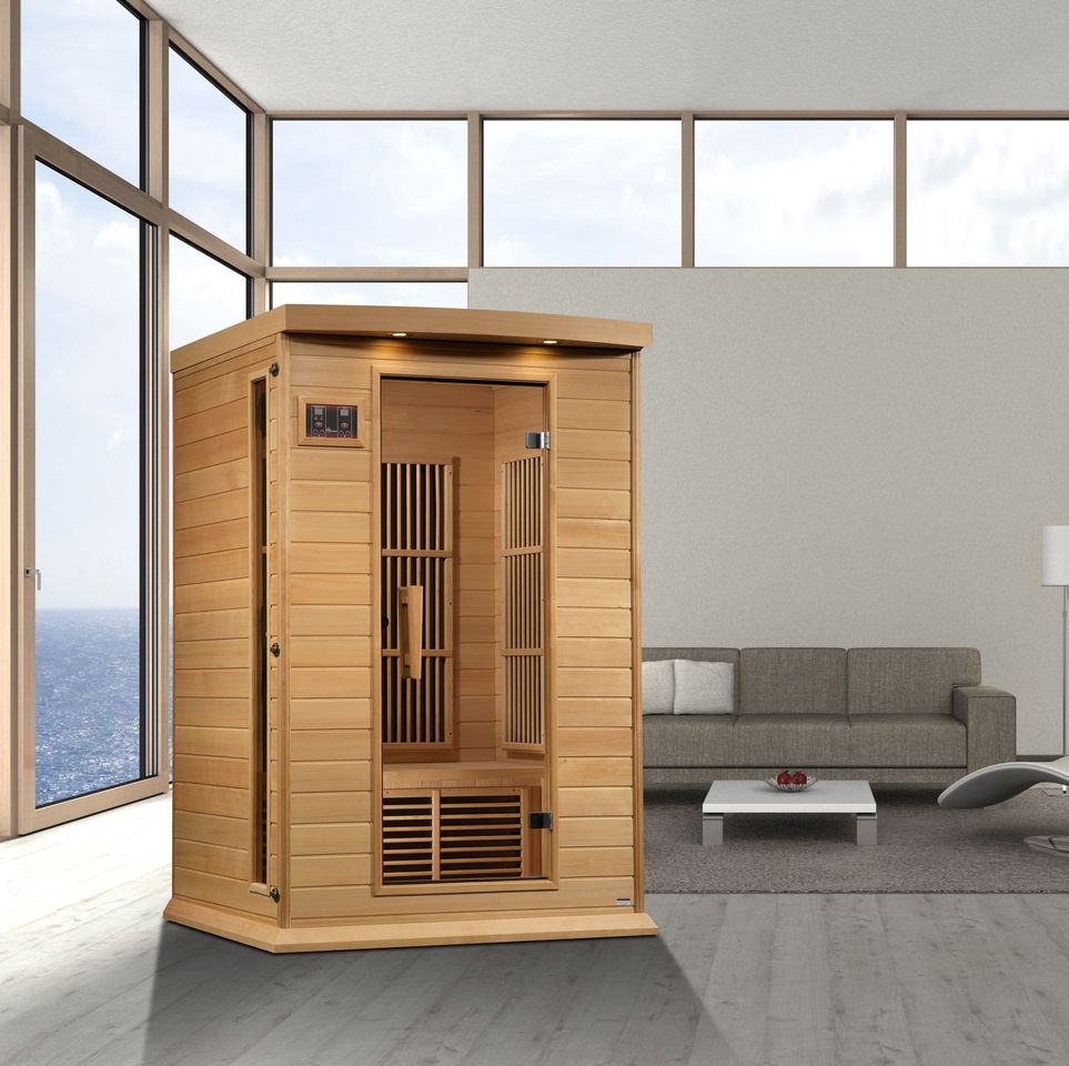 Golden Designs Maxxus MX-K206-01-ZF 2 Person Near Zero EMF FAR Infrared Sauna, Hemlock Wood - Upzy.com