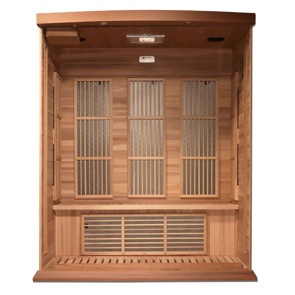 Golden Designs Maxxus MX-K306-01-ZF-CED Avignon Edition 3 Per Near Zero EMF FAR Infrared Sauna, RED CEDAR - Upzy.com