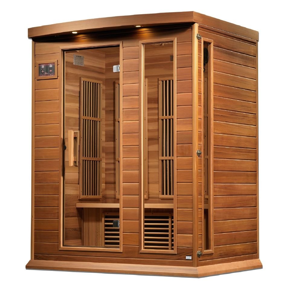 Golden Designs Maxxus MX-K306-01-ZF-CED Avignon Edition 3 Per Near Zero EMF FAR Infrared Sauna, RED CEDAR - Upzy.com