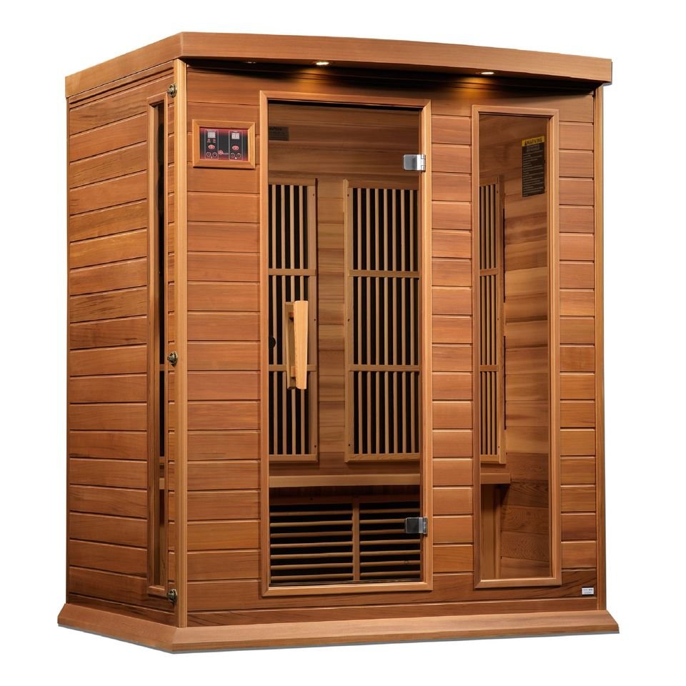 Golden Designs Maxxus MX-K306-01-ZF-CED Avignon Edition 3 Per Near Zero EMF FAR Infrared Sauna, RED CEDAR - Upzy.com