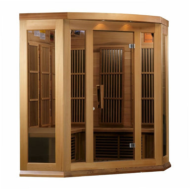 Golden Designs Maxxus MX-K356-01-CED Corner Low EMF 3 Person FAR Infrared Sauna, Canadian RED CEDAR - Upzy.com