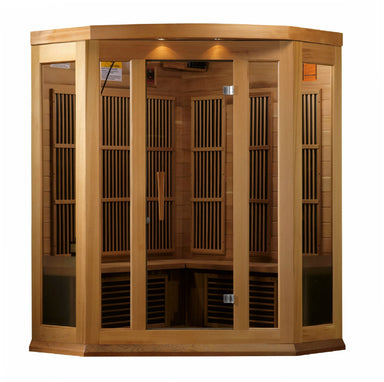 Golden Designs Maxxus MX-K356-01-CED Corner Low EMF 3 Person FAR Infrared Sauna, Canadian RED CEDAR - Upzy.com
