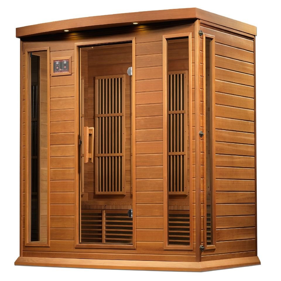 Golden Designs Maxxus MX-K406-01-ZF-CED Corner Near Zero EMF 4-Person FAR Infrared Sauna, Canadian RED CEDAR - Upzy.com